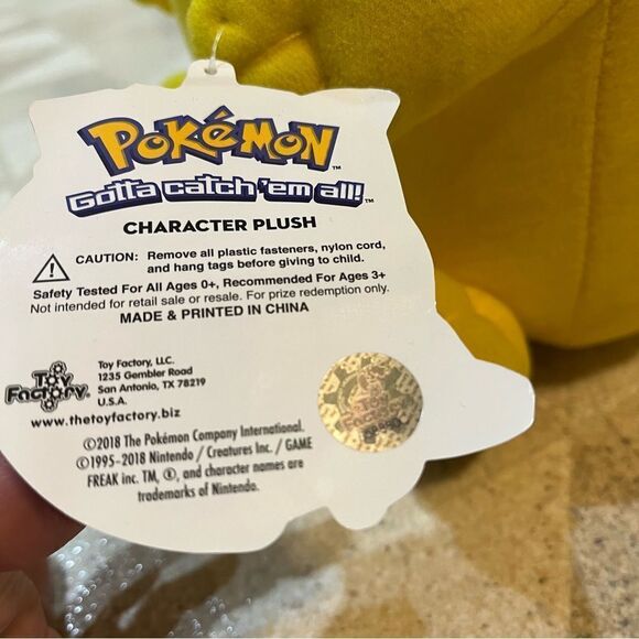 Pikachu Pokemon Plush Toy Factory New With Tags NWT inflatable style 15” body - Picture 5 of 6